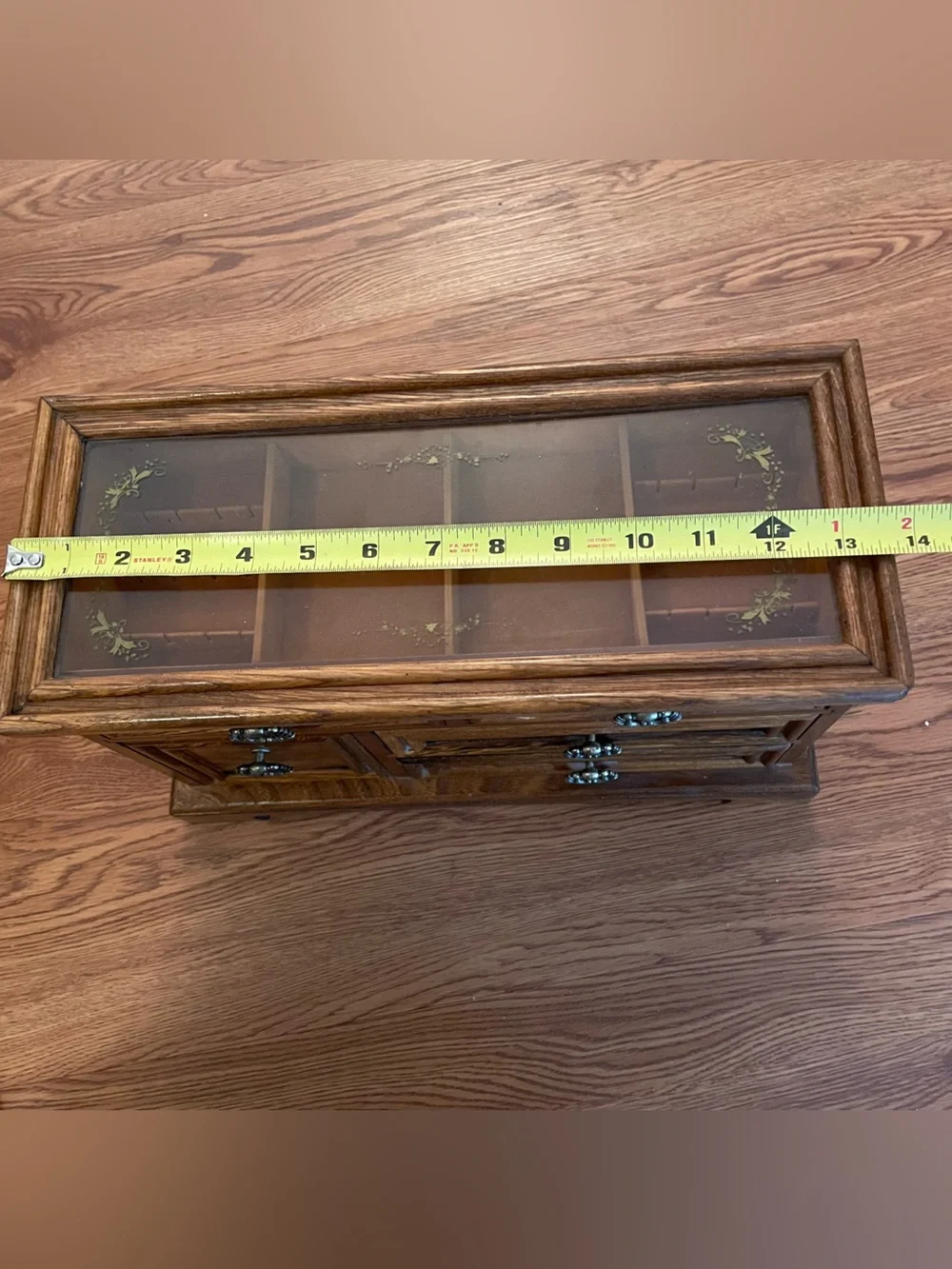 Vintage Wooden Dresser Style Jewelry Box Lift Top Japan 14x6x9